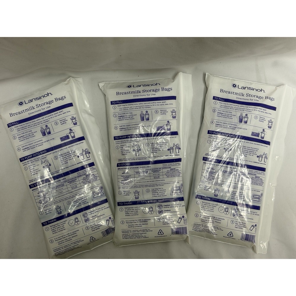 New Lansinoh Breastmilk Storage Bags 147 bags BPA free Freezer Safe 6 oz